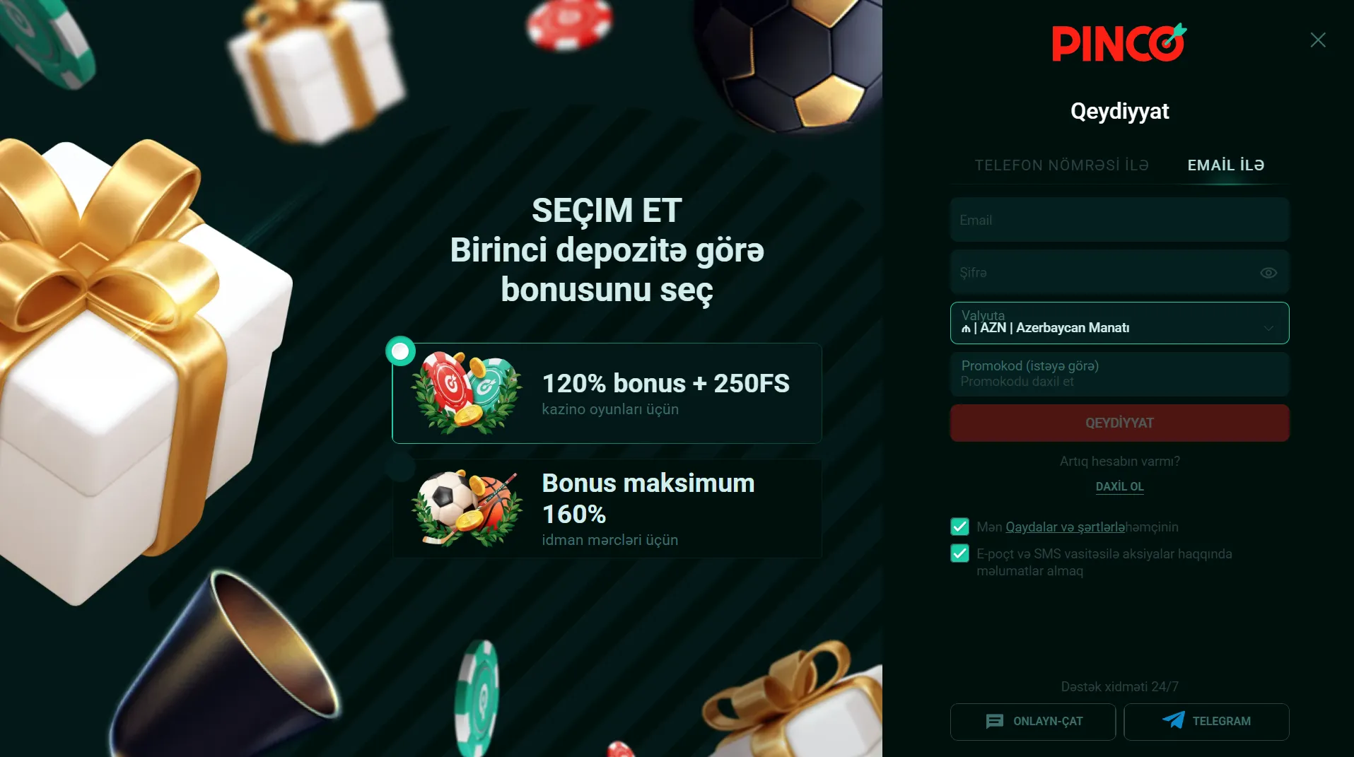 Pinco qeydiyyat – addım-addım təlimat